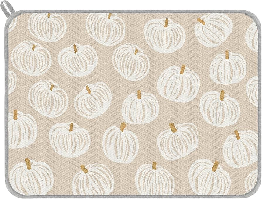 AnyDesign Fall Dish Drying Mat Beige-White Autumn Abstract Pumpkin Absorbent Dish Drainer Protect... | Amazon (US)