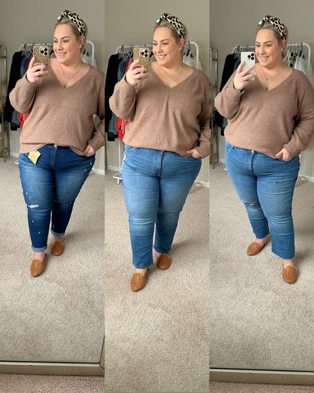 Jean try on🎉 it was interesting 🫠 these are the 2 I ended up loving! The only downside to the target ones is they are high rise and I like more of a mid rise! Both pairs are a 22

#LTKcurves #LTKunder50 #LTKstyletip