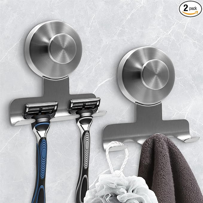 Suction Cup Razor Holder for Shower,Heavy-Duty 7KG Suction Hooks for Razor,Towel,Loofah,Removable... | Amazon (US)
