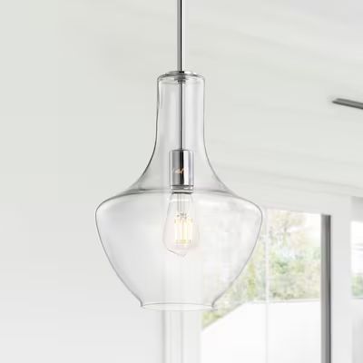 JONATHAN  Y -Watt Chrome/Clear Modern/Contemporary Clear Glass Bowl LED Pendant Light Lowes.com | Lowe's