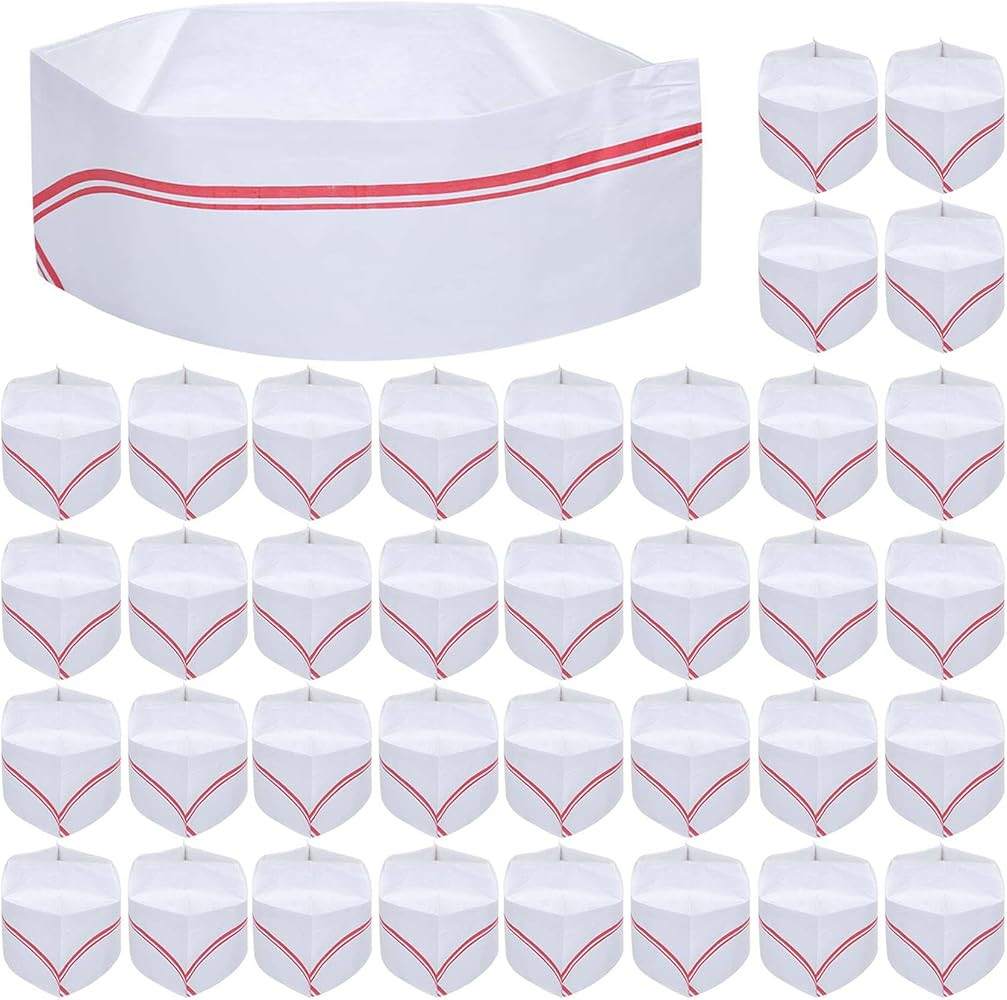 Tbestmax 40 PCS Disposable Soda Jerk Paper Cap, Chef Hat for Restaurant Party | Amazon (US)
