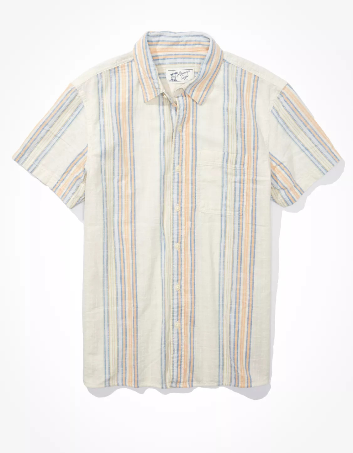 AE Striped Button-Up Resort Shirt | American Eagle Outfitters (US & CA)