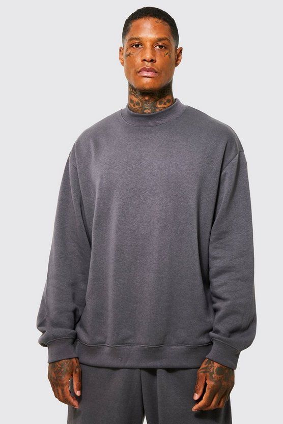 Lightweight Oversized Extended Neck Sweat | boohooMAN (DE, IE & UK)