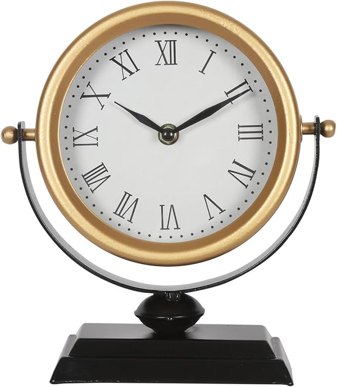Desk Clock - Classic Vintage Clock and Decorative Shelf Decor,Silent Non-Ticking Clock with Distr... | Amazon (US)