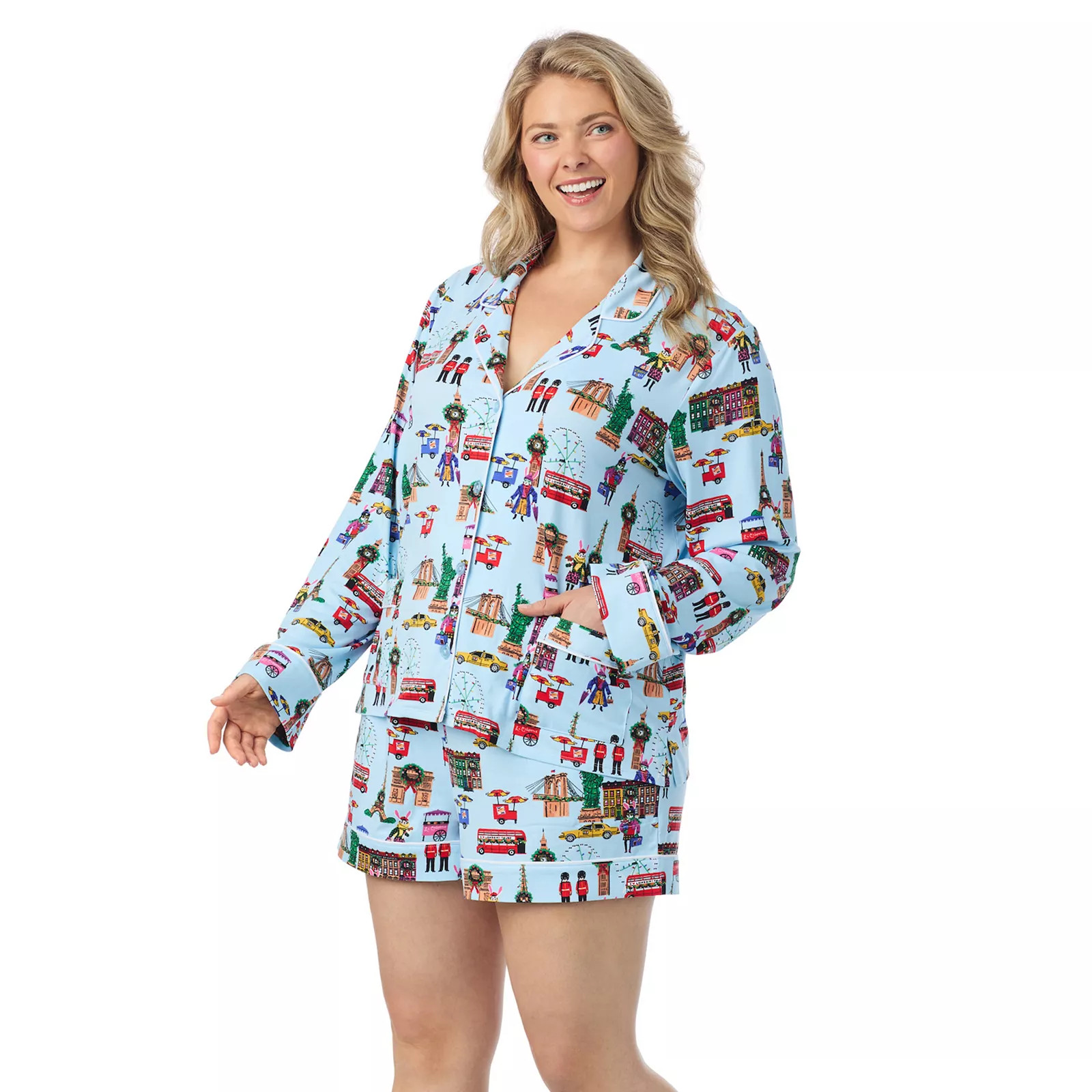Plus Size Beauty Sleep Social 2-pc. Belle Long Sleeves Pajama Top & Pajama Shorts Set | Kohl's