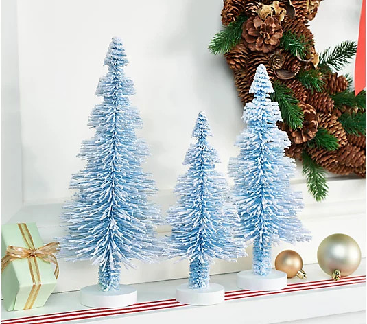Set of 3 Bottlebrush Trees by Valerie - QVC.com | QVC