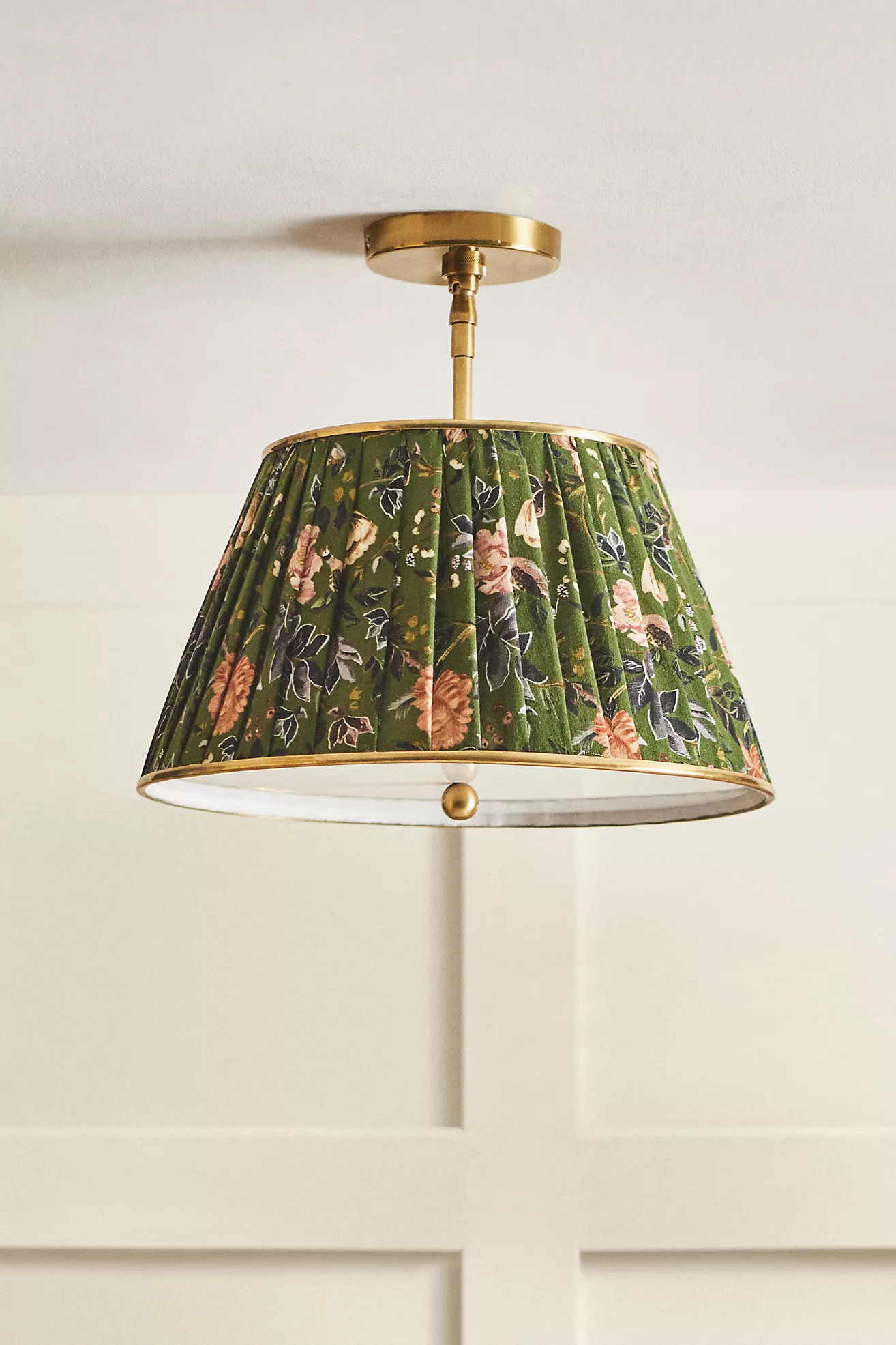 Lee Brass 16" Ruched Printed Semi-Flush Mount Light | Anthropologie (US)