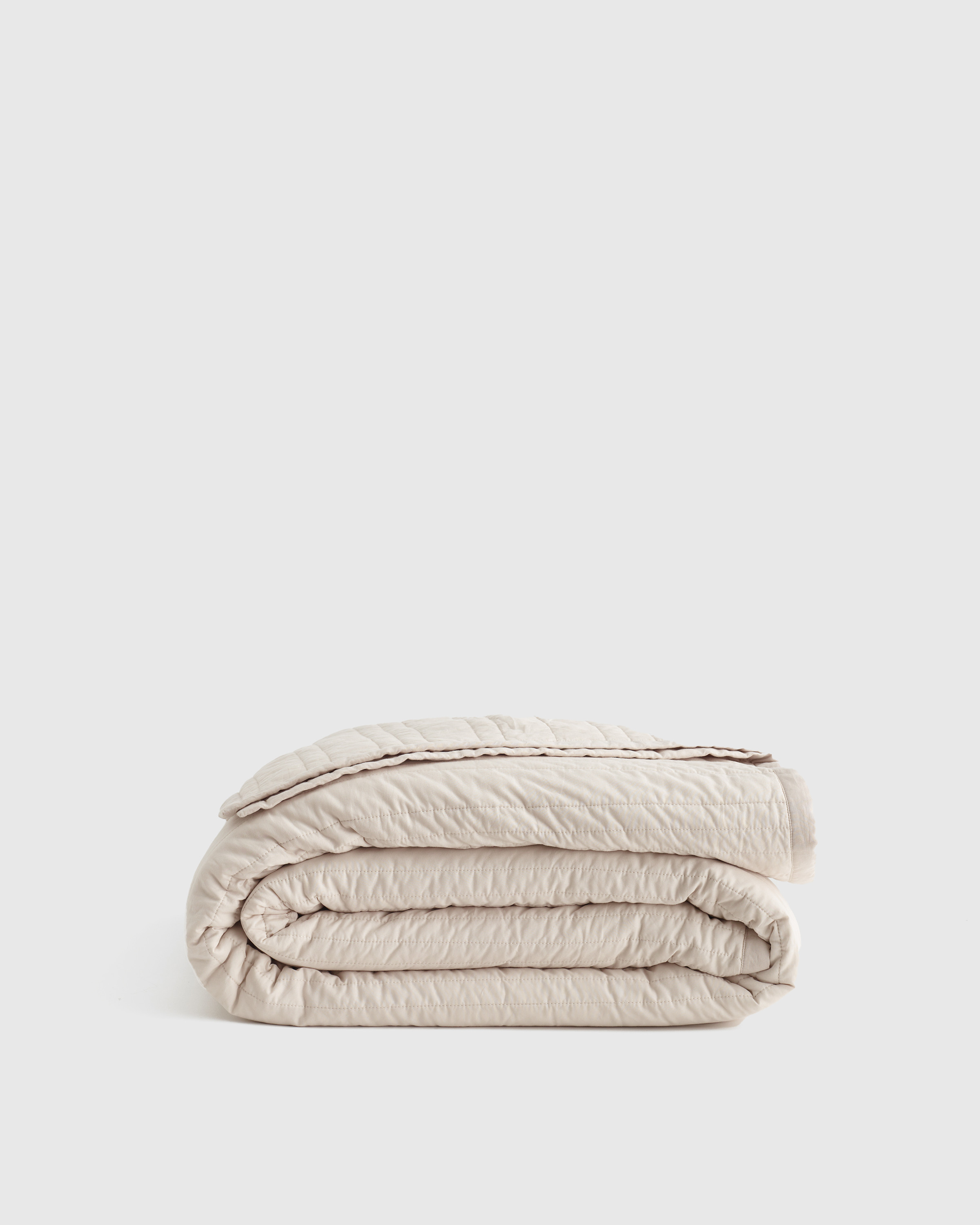 Quince | Stripe Stitch Quilt in Sand, Size Full/Queen, Organic Cotton | Quince