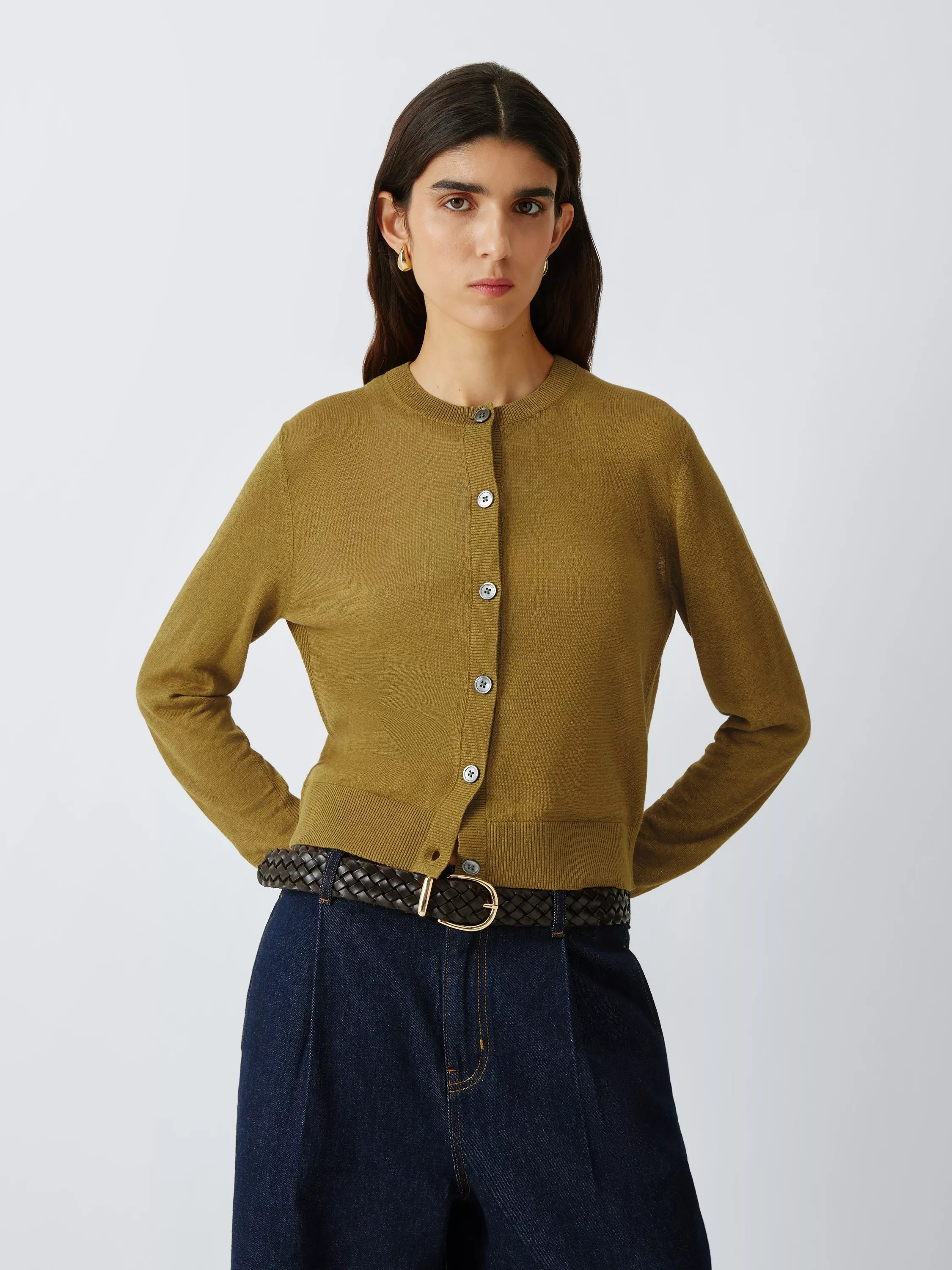 John Lewis Round Neck Linen Cardigan | John Lewis (UK)