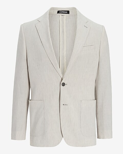 Extra Slim White Striped Linen-Blend Suit Jacket | Express
