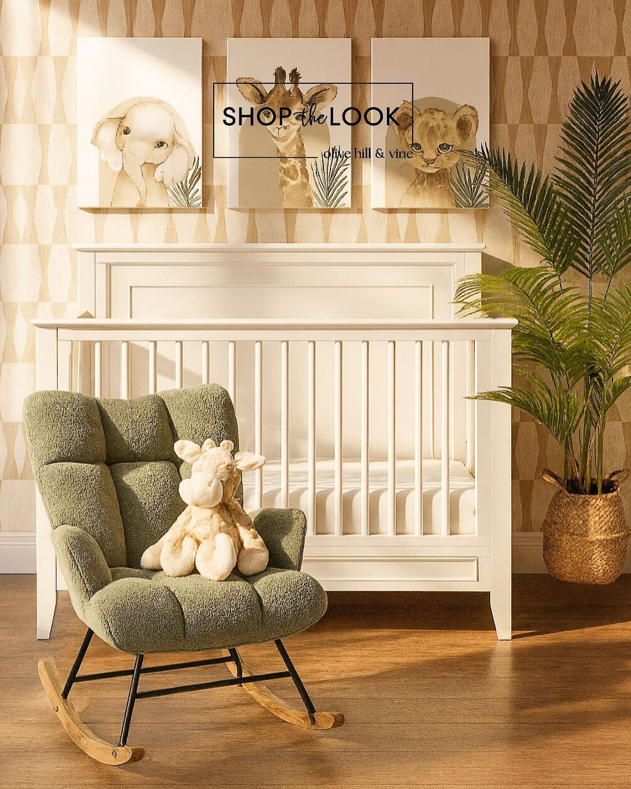 Sweet safari vibes meet thoughtful design—this nursery features charming animal prints, a plush giraffe rocker buddy, textured wallpaper, and a fluffy glider perfect for grown-up comfort. Finished with a faux palm for a natural touch that lasts. 

 

#LTKHome #LTKBaby #LTKBump