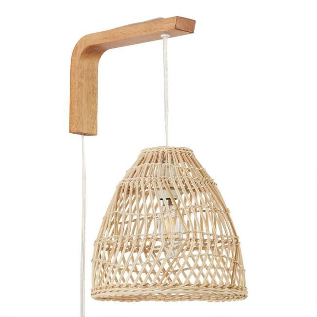 Natural Bamboo Open Weave Bell Wall Sconce | World Market