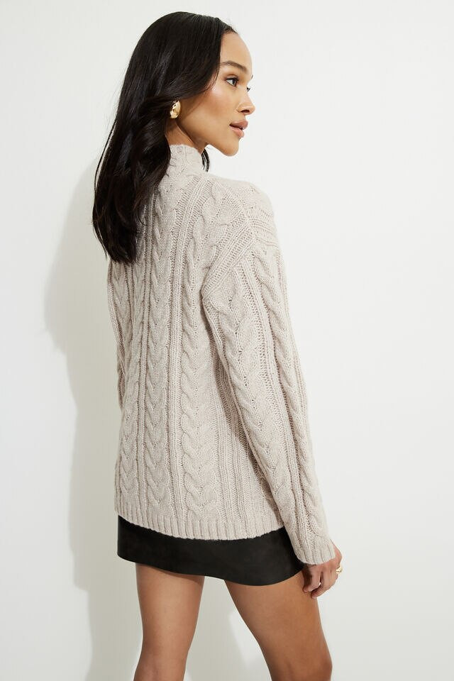 Cable Knit Mock Neck Sweater | Dynamite Clothing
