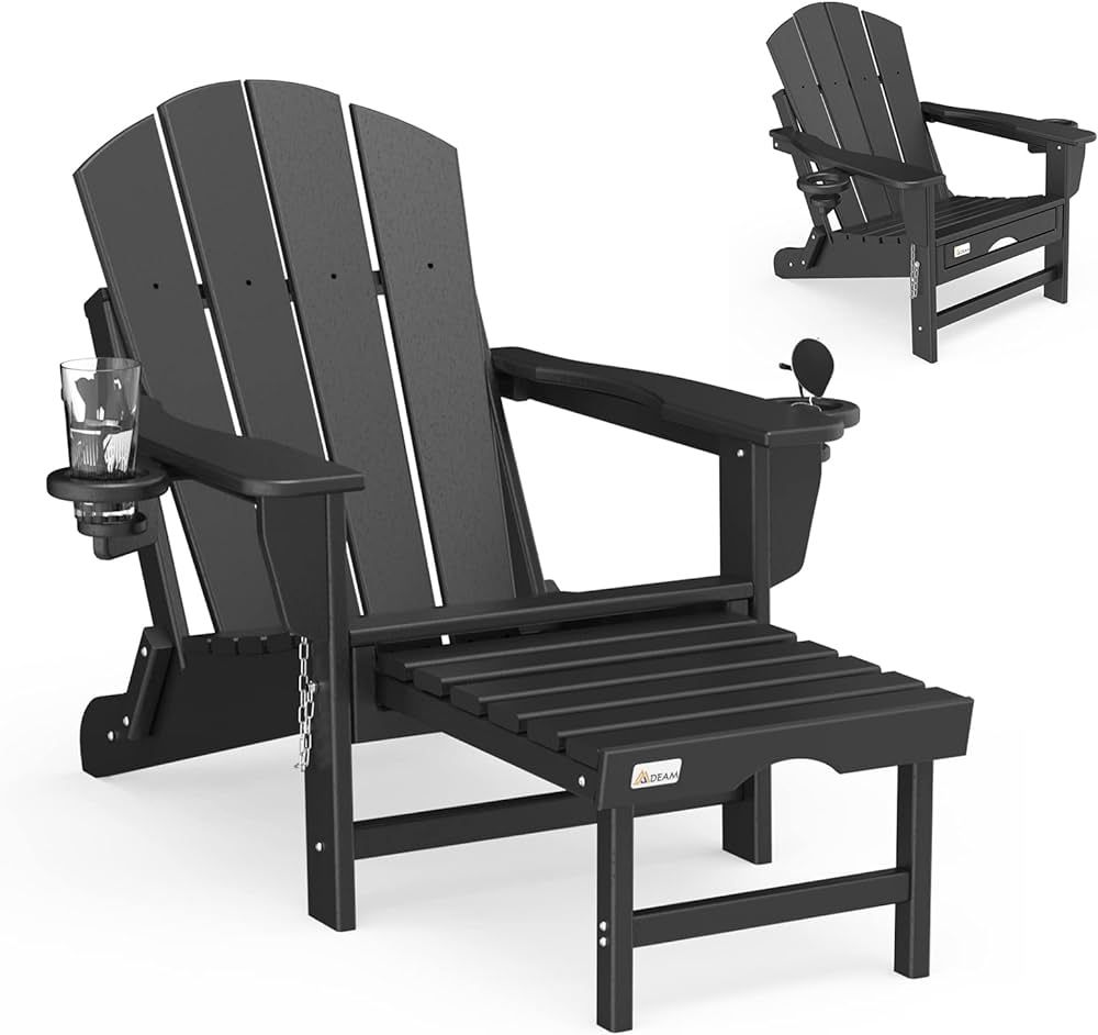 Mdeam Folding Adirondack Chair Lawn Outdoor Fire Pit Chair Adirondack Chair Weather Resistant wit... | Amazon (US)