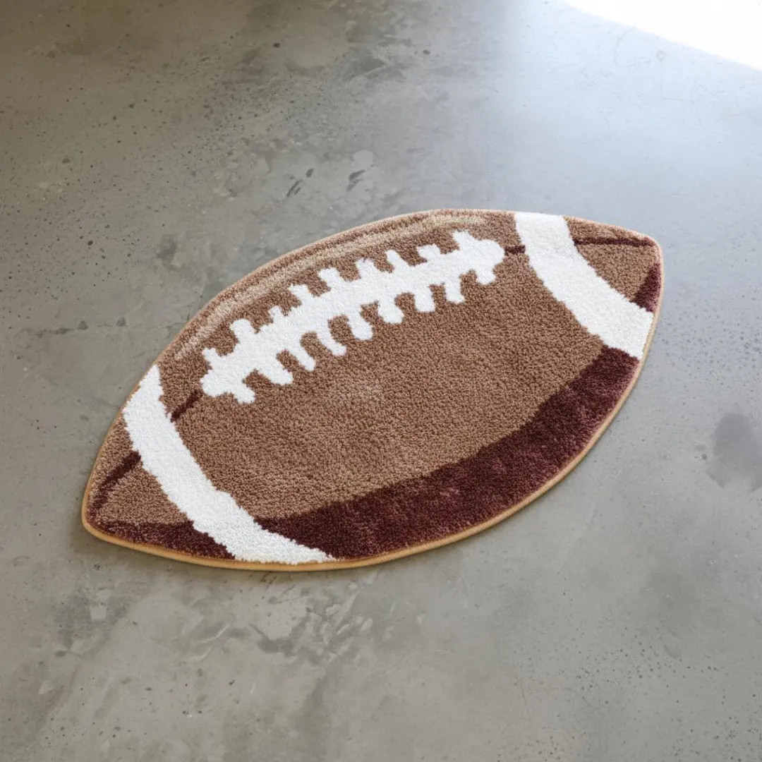 Football Shaped Rug | Plush Sports Area Decor, Cozy Game Room Carpet | Etsy (US)