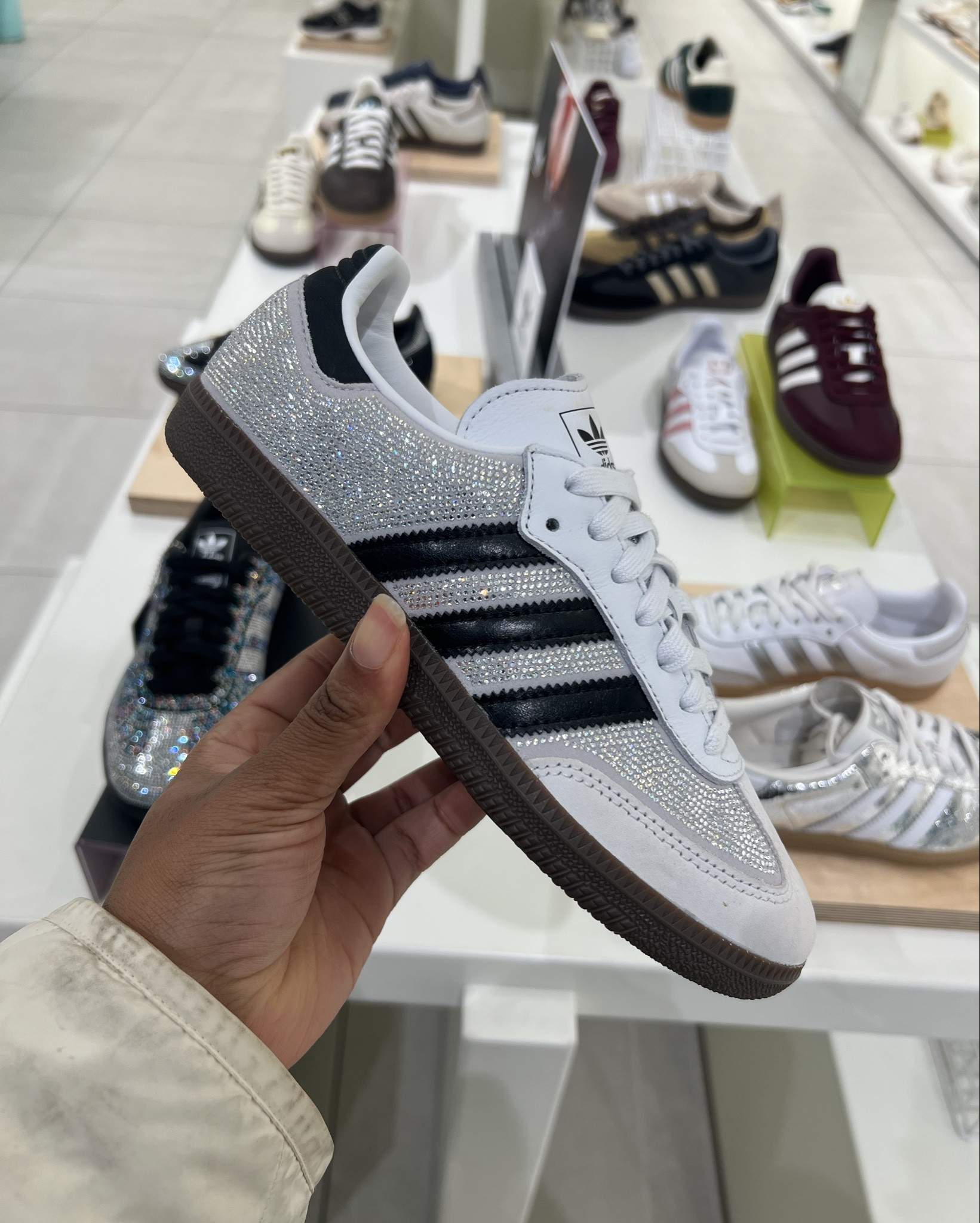 Adidas samba, silver, diamante, diamonds, sparkly, trainers, party wear, wedding outfit, bridal shoes, holiday party outfit, Christmas party outfit, 

#LTKfitness #LTKpartywear #LTKshoes