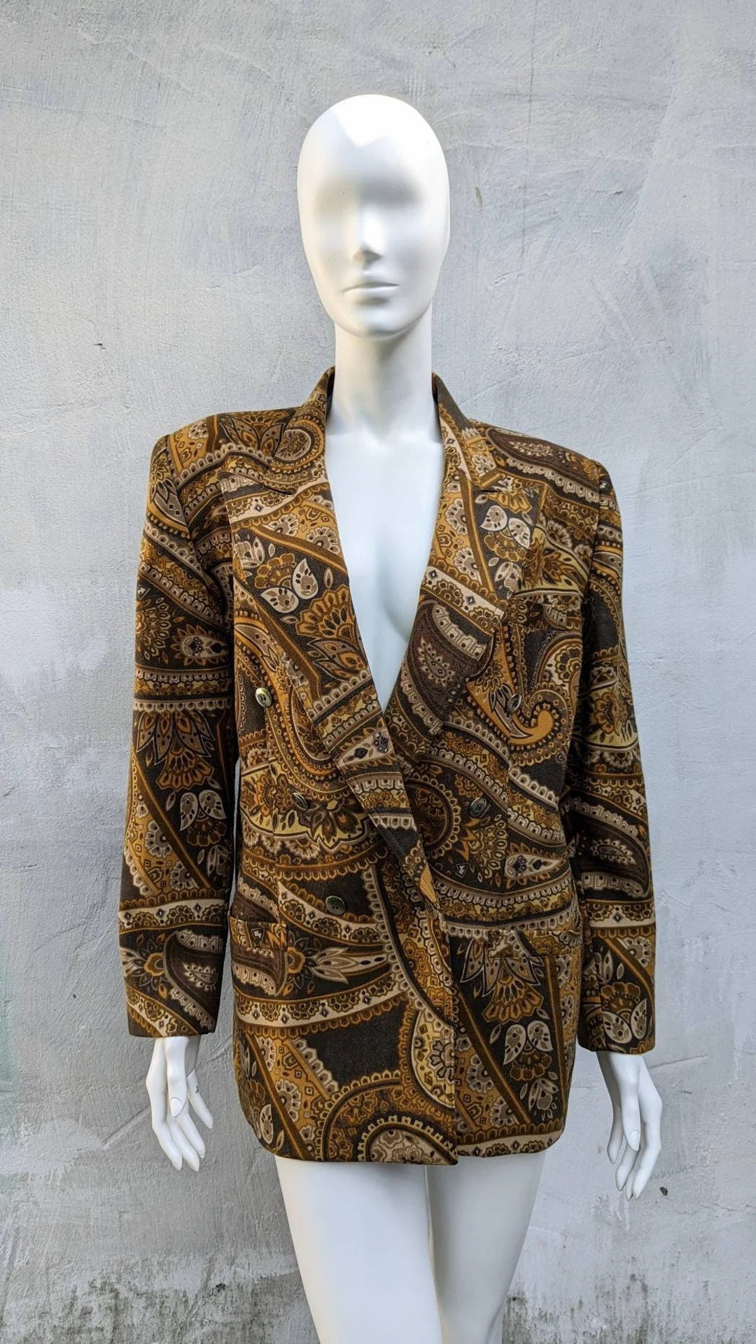 Vintage 90s SORELLI FONTANA Paisley Blazer | Brown Wool Jacket Button Up - Etsy | Etsy (US)