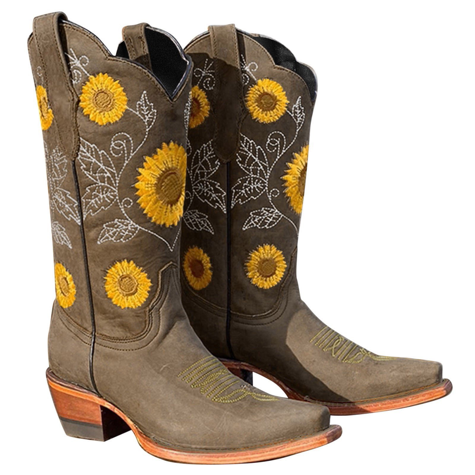 UGGCowboy Boots for Women Western Cowgirl Boots with Chunky Heel Ladies Snip Toe Mid-Calf BootsUS... | Walmart (US)