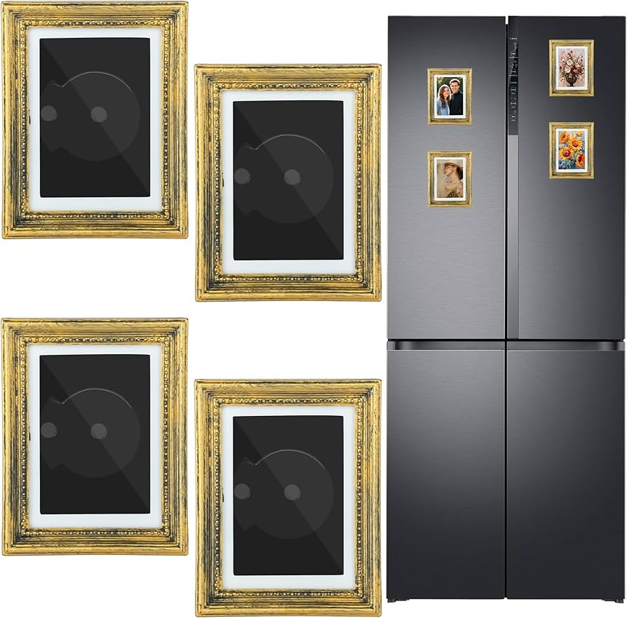 Magnetic Photo Frames for Refrigerator 4 Pcs,Vintage Mini Fridge Magnets Picture Frame 3.54 x 2.7... | Amazon (US)