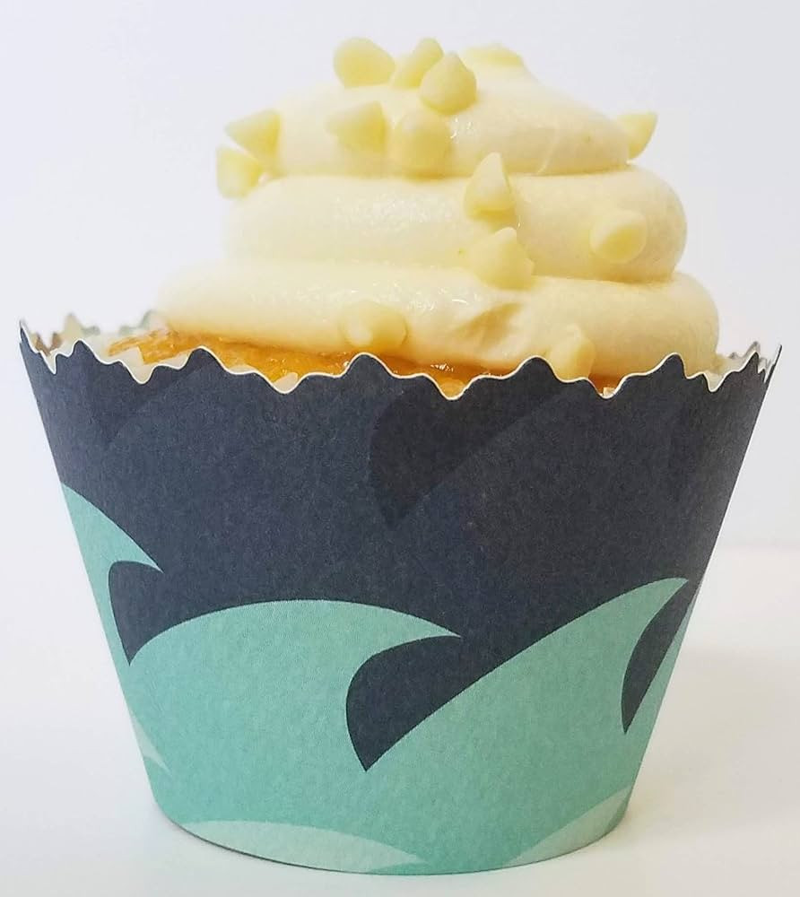 Blue and Gold Waves with Nautical Symbols Cupcake Wrappers | Amazon (US)