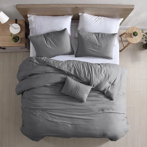 Modern Threads 4 Piece Garment Washed Beck Comforter Set, Gray, King | Walmart (US)