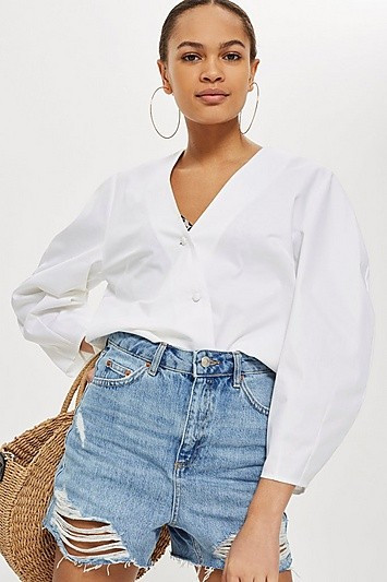 Tall Mid Blue Mom Shorts - Mid Stone | Topshop US