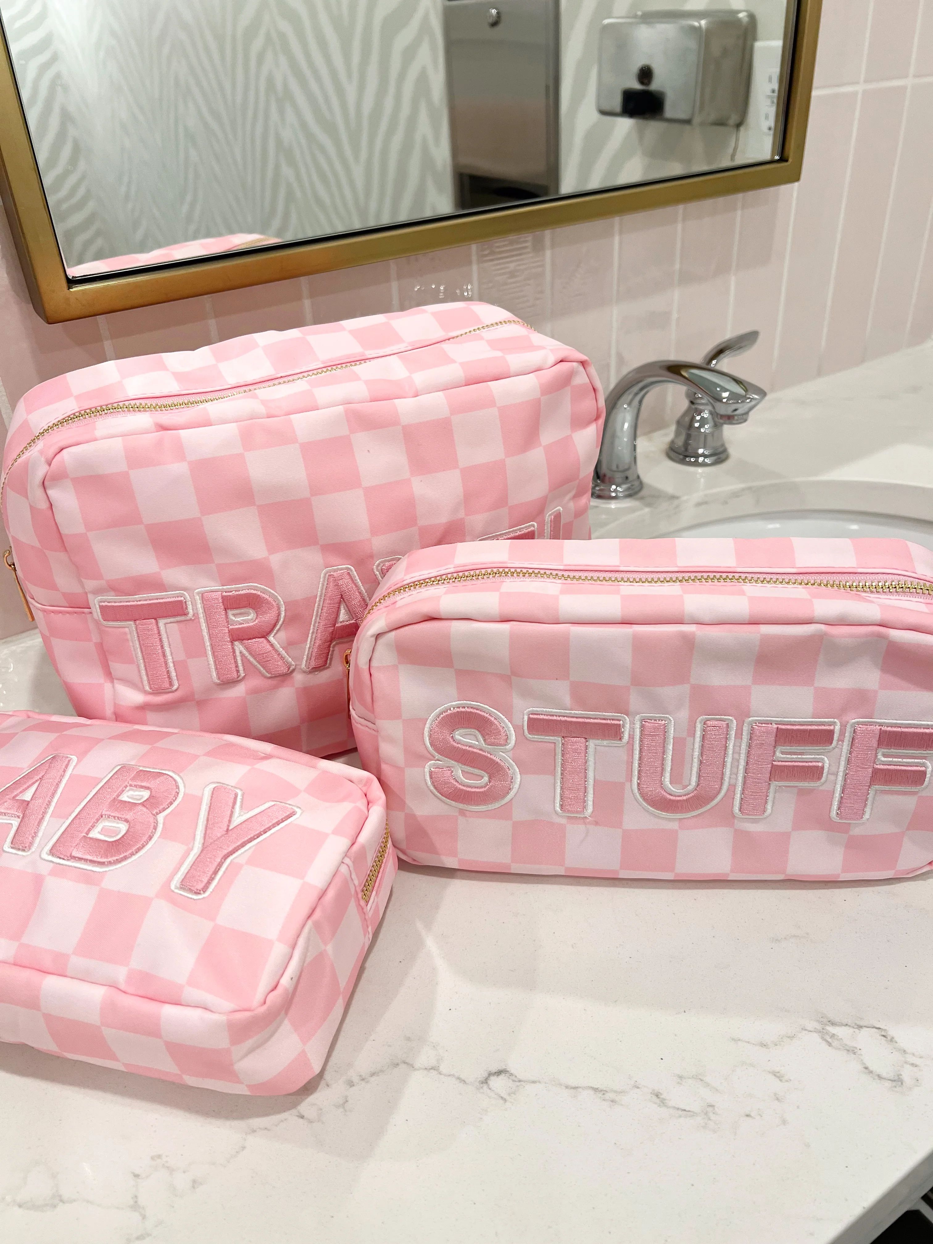 Stuff Large Bag - Pink Checkered | KenzKustomz