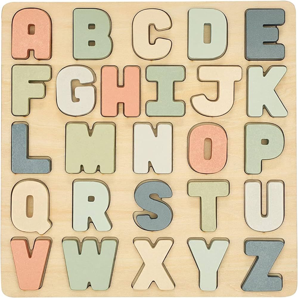 Pearhead Wooden Alphabet Puzzle, Colorful ABC Letters, Interactive Learning Board Educational Toy... | Amazon (US)