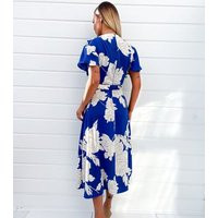AX Paris Blue Floral Belted Midi Wrap Dress New Look | New Look (UK)
