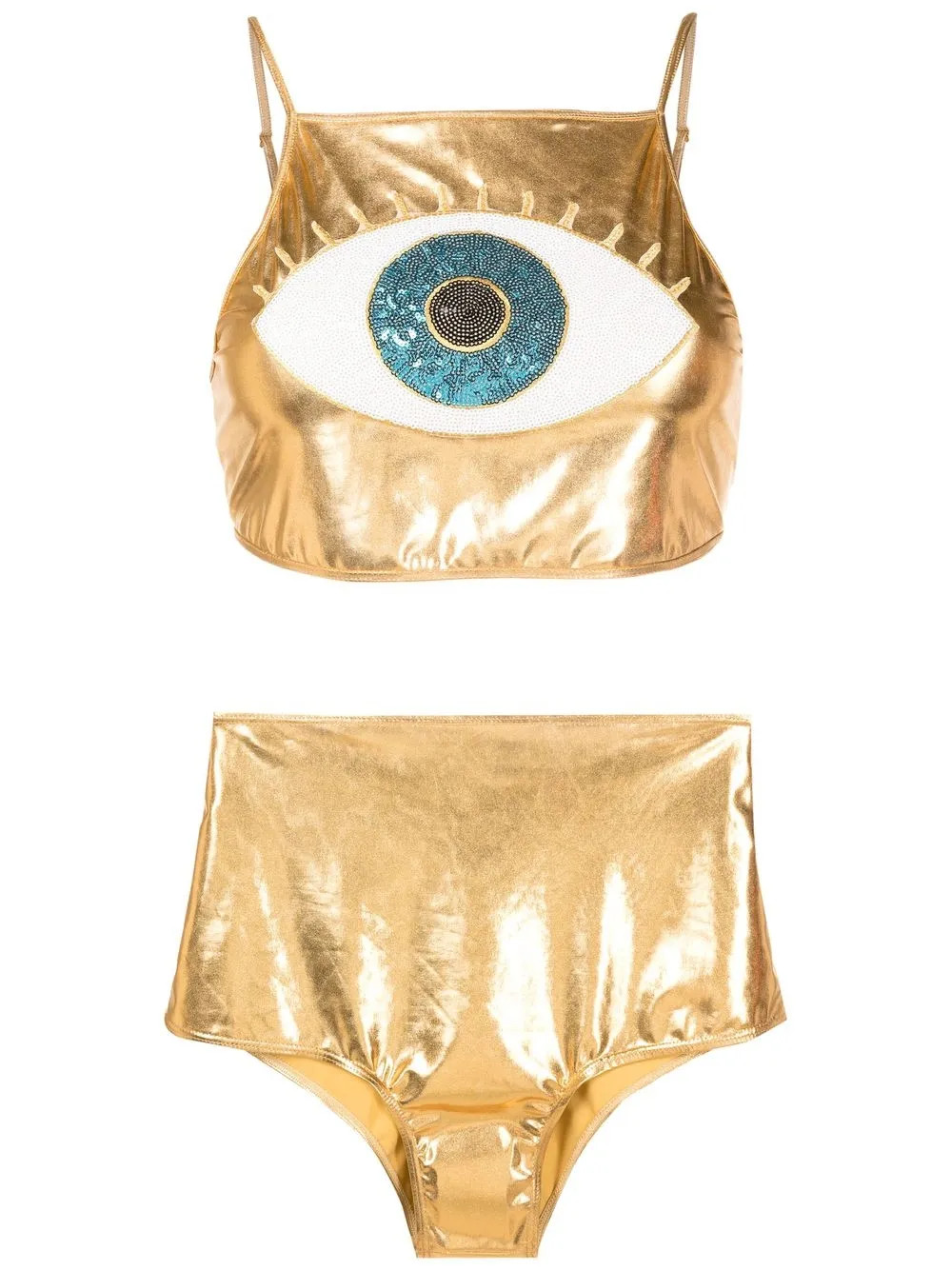 Brigitte Carnaval/Festival eye-embellished Metallic Bikini Set | Gold | FARFETCH | Farfetch Global