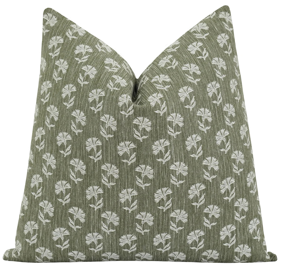Warwick Sage Green Floral Block Print Pillow | Land of Pillows