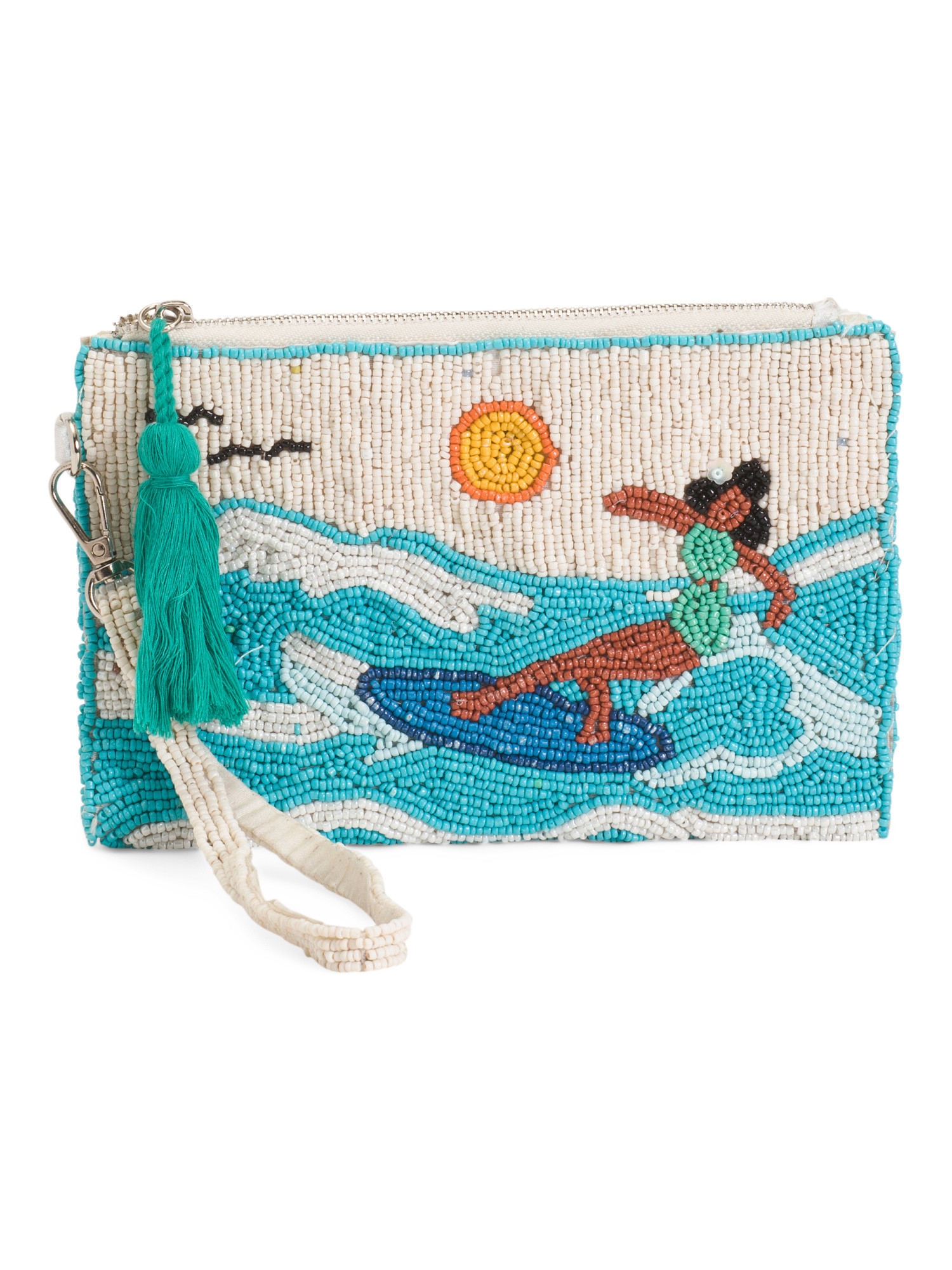 Handmade Beaded Surfer Convertible Pouch Wristlet | TJ Maxx