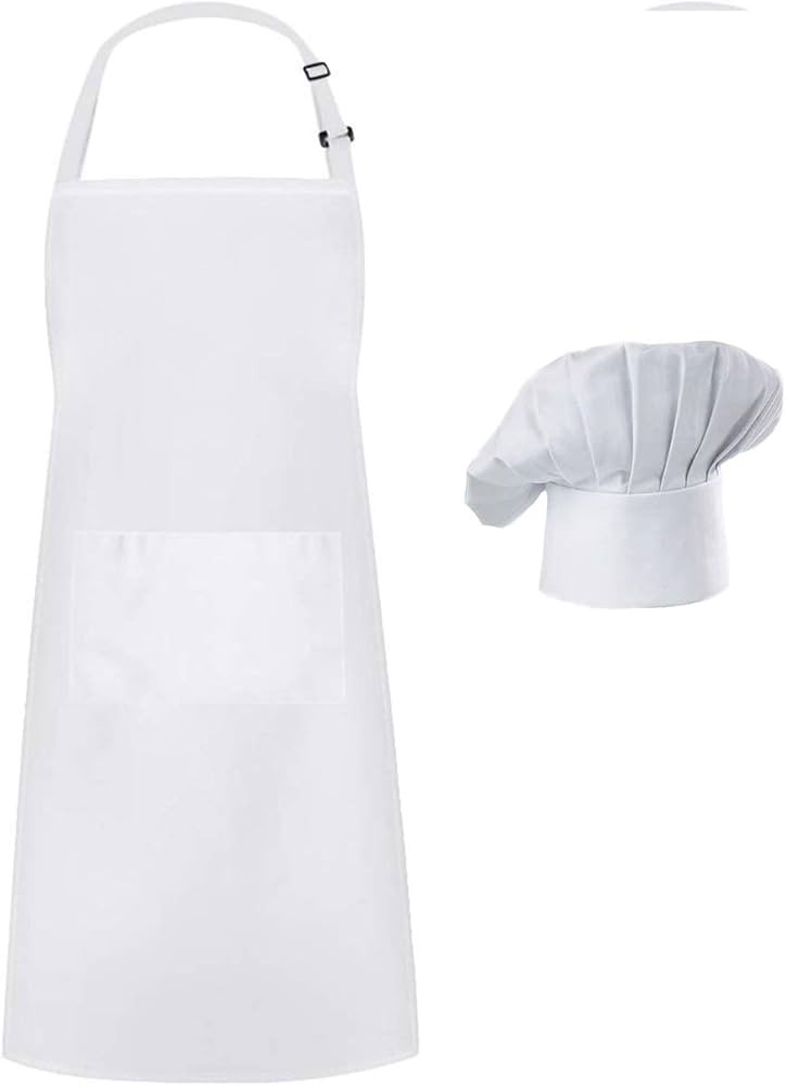 Hyzrz Chef Apron Hat Set, Chef Hat and Kitchen Apron Adult Adjustable Apron with Butcher Hat Bake... | Amazon (US)
