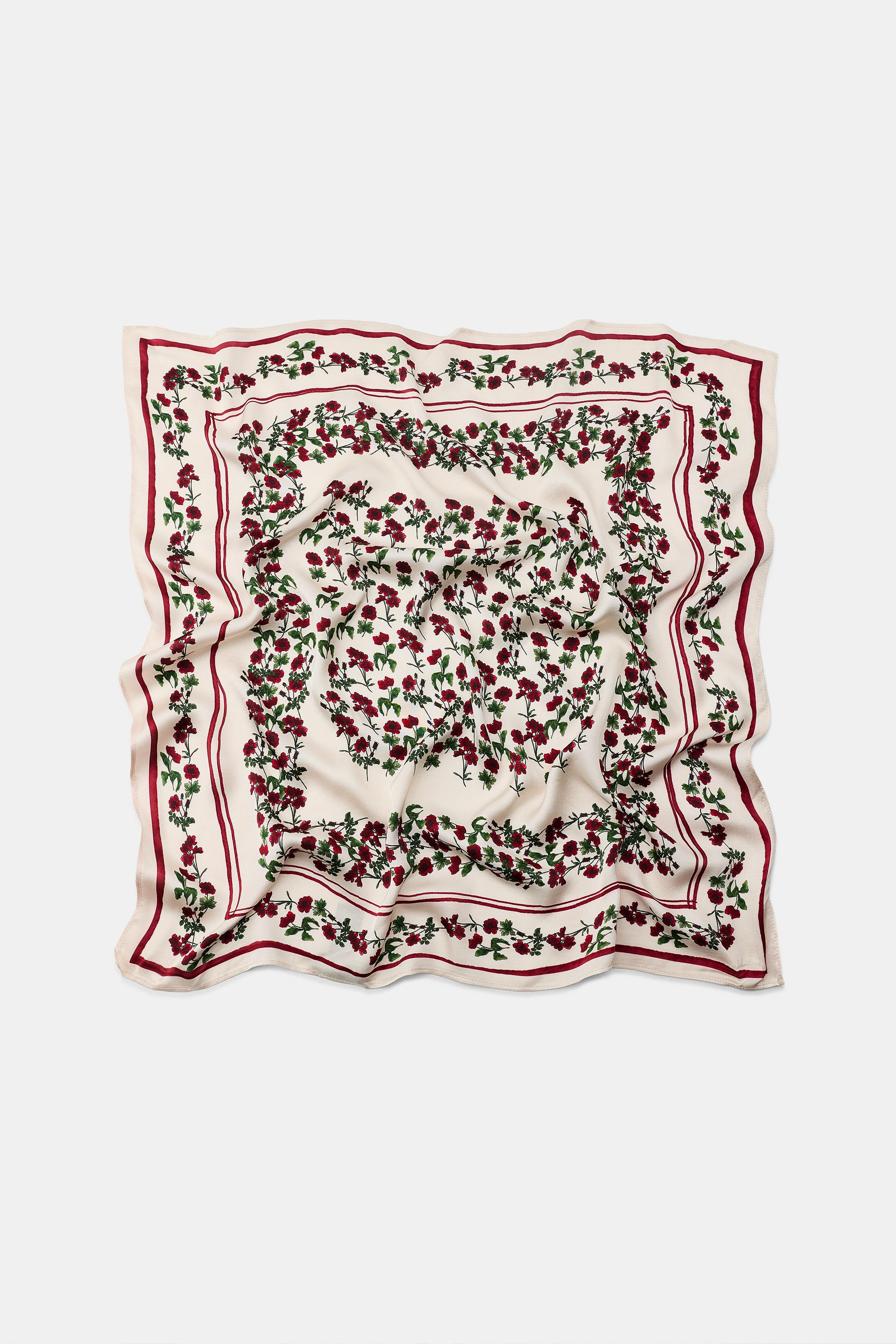 100% VISCOSE FLORAL PRINT BANDANA SCARF | Zara US