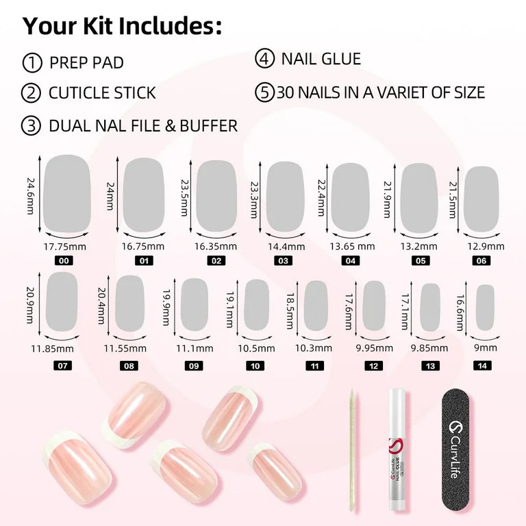CurvLife Soft Blush Mirror Press-On Nails - 24PCS Oval, Non-Toxic & Reusable, Minimalist Shine | Walmart (US)