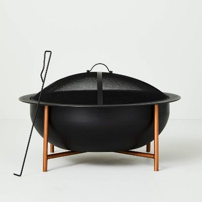 30&#34; Wood Burning Steel Fire Pit Black - Hearth &#38; Hand&#8482; with Magnolia | Target