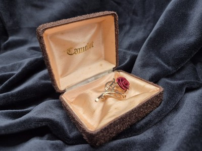 Vintage Red Rose And Gold Brooch In Original Box VG Condition | eBay UK