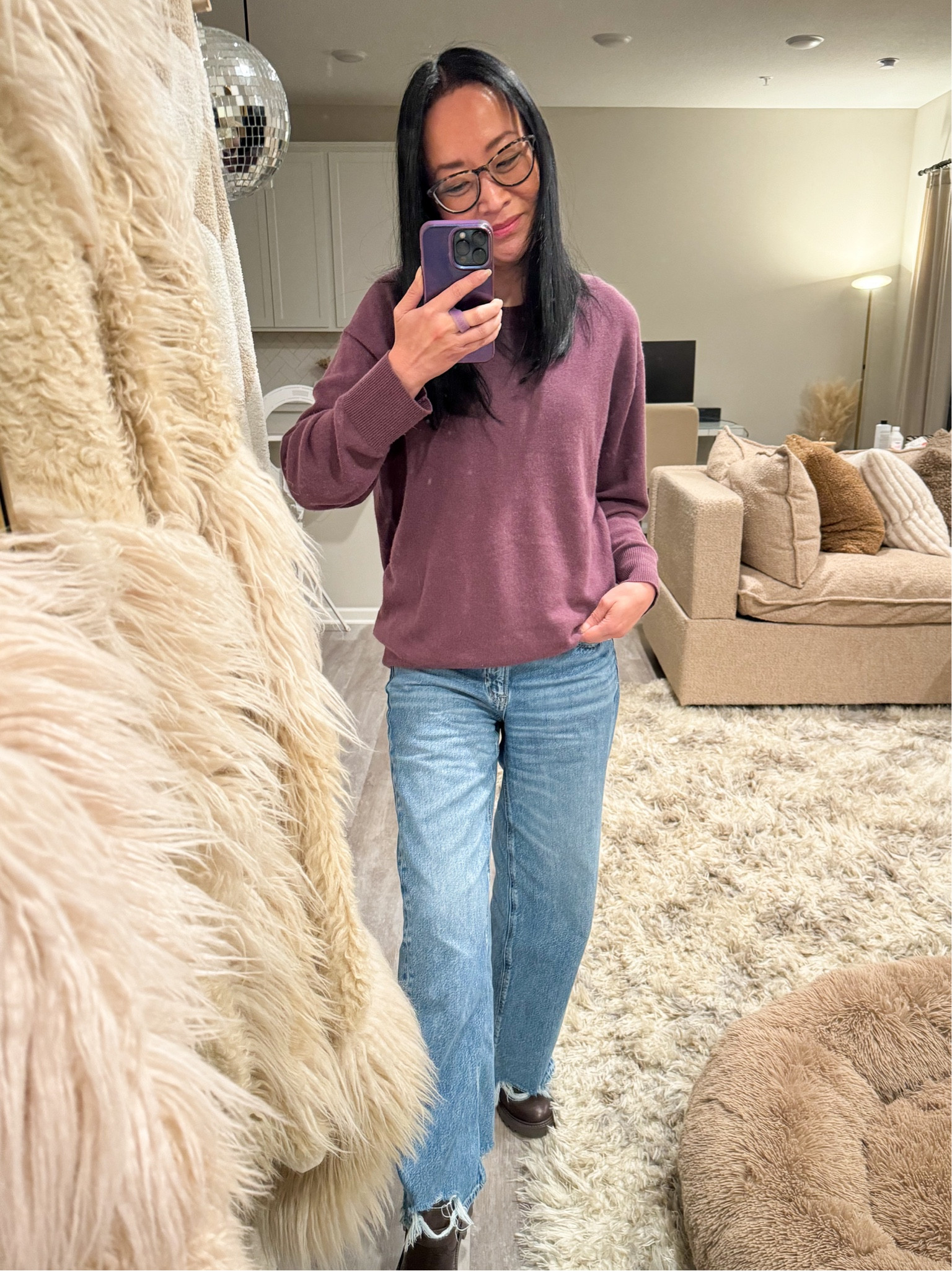 This cashmere sweater and drapey jeans have been on repeat for an easy fall outfit. Adding living room details, too.

TTS in everything.💖

#LTKOver40 #LTKSaleAlert #LTKHome