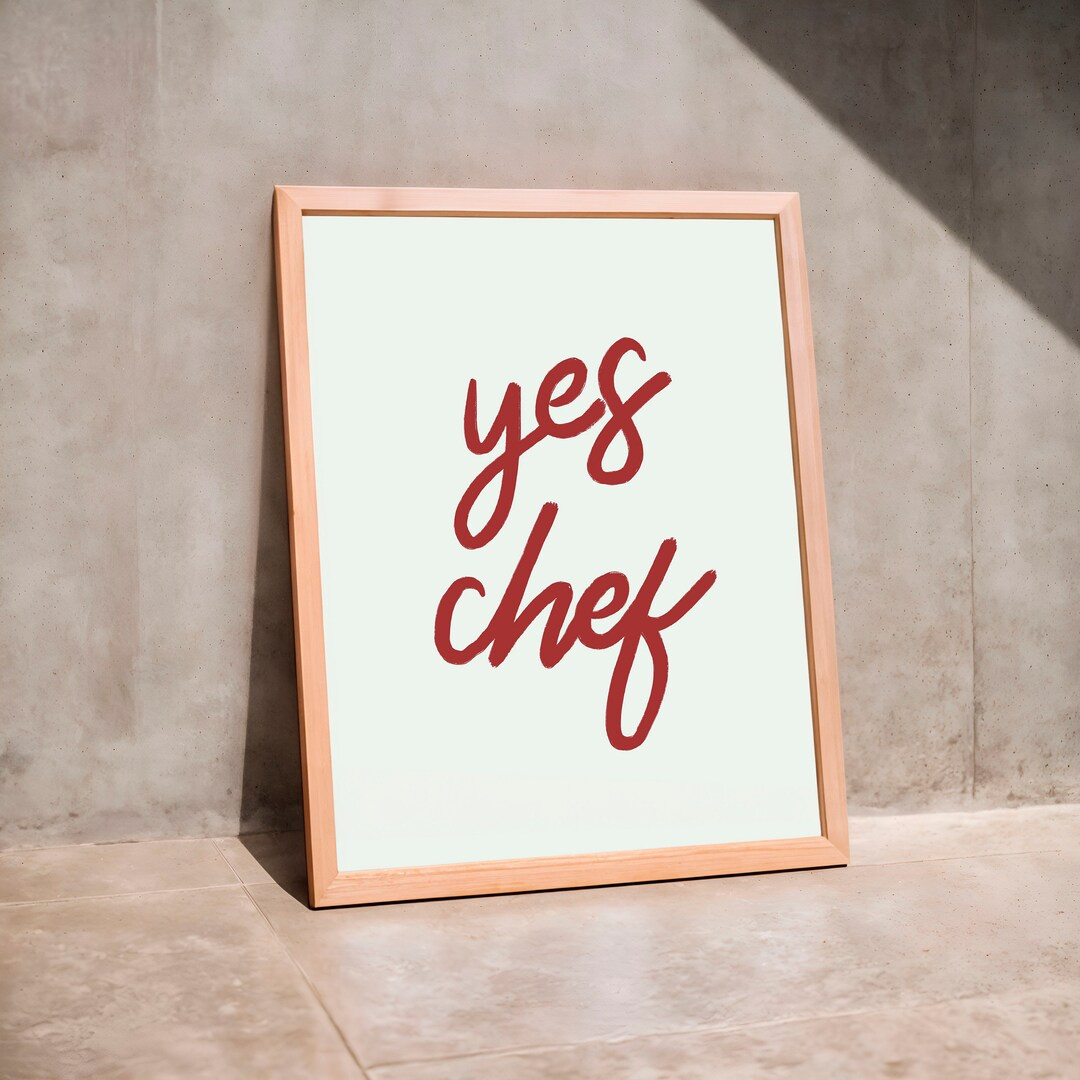 Yes Chef Poster, Mid Century Print, Kitchen Wall Art, Minimalistic Kitchen Print, Typography Prin... | Etsy (US)