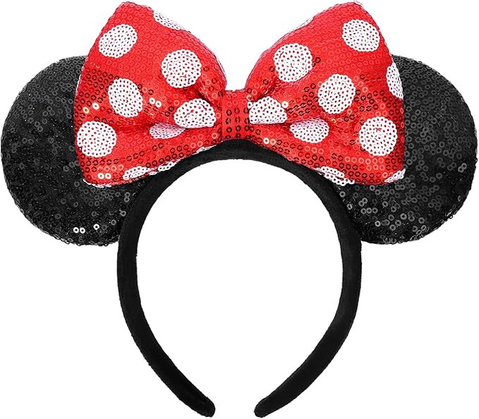 Mouse Ears Headbands, Sequin Mouse Ears for Women Girls Boys, Shiny Bow Headband for Cosplay Cost... | Amazon (US)