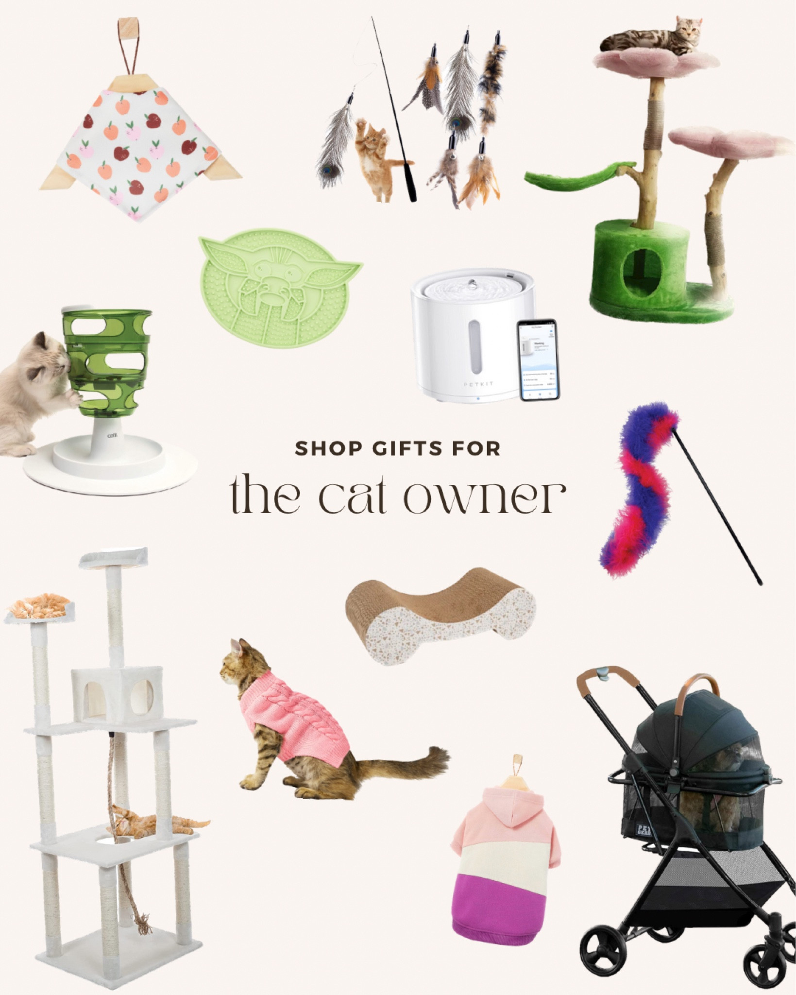 perfect gifts for the cat owner. everything from cat trees, clothing, automatic water fountains, and even a cat stroller. all things i own and my cats love! 

#LTKCyberweek #LTKunder100 #LTKGiftGuide