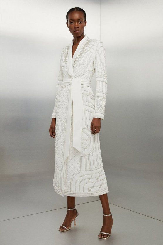 Crystal Embellished Woven Maxi Blazer Dress | Karen Millen UK + IE + DE + NL