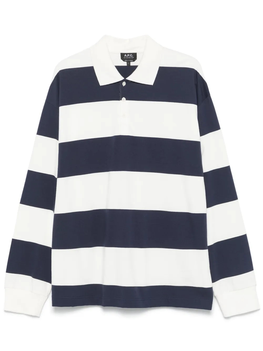A.P.C. - Camisa polo com listras - homem - algodão - XXL - Azul | Farfetch (BR)