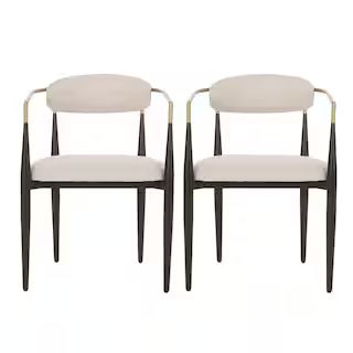 Noble House Boise Beige and Black Fabric Upholstered Dining Chairs (Set of 2) 109265 - The Home D... | The Home Depot