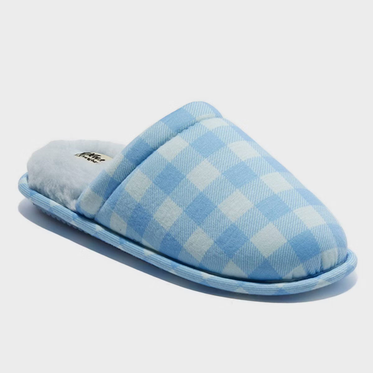 dluxe by dearfoams Women's Gingham Slide Slippers - Blue | Target