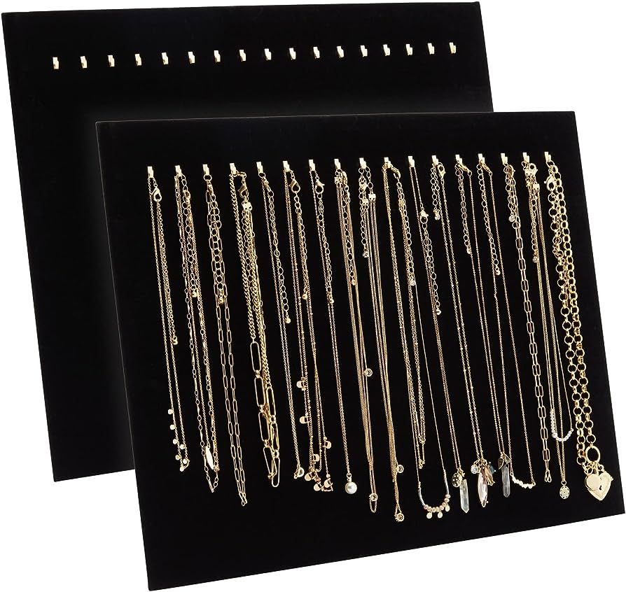 Genie Crafts 2 Pack Jewelry Display for Selling, Black Velvet Boutique Necklace Stands, Boards with  | Amazon (US)