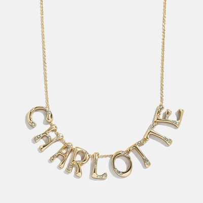 Organic Letter Custom Necklace - Gold/Pavé | BaubleBar