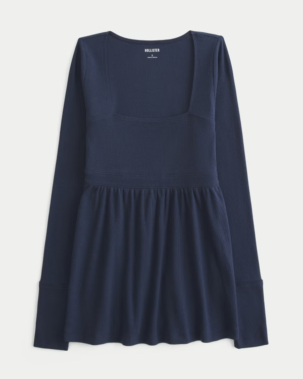 Women's Easy Long-Sleeve Square-Neck Babydoll Top | Women's Tops | HollisterCo.com | Hollister (US)