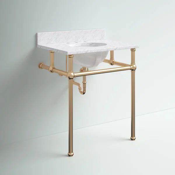 Copeland 30'' Wall Mounted Single Bathroom Vanity with Carrara Marble Top | Wayfair North America