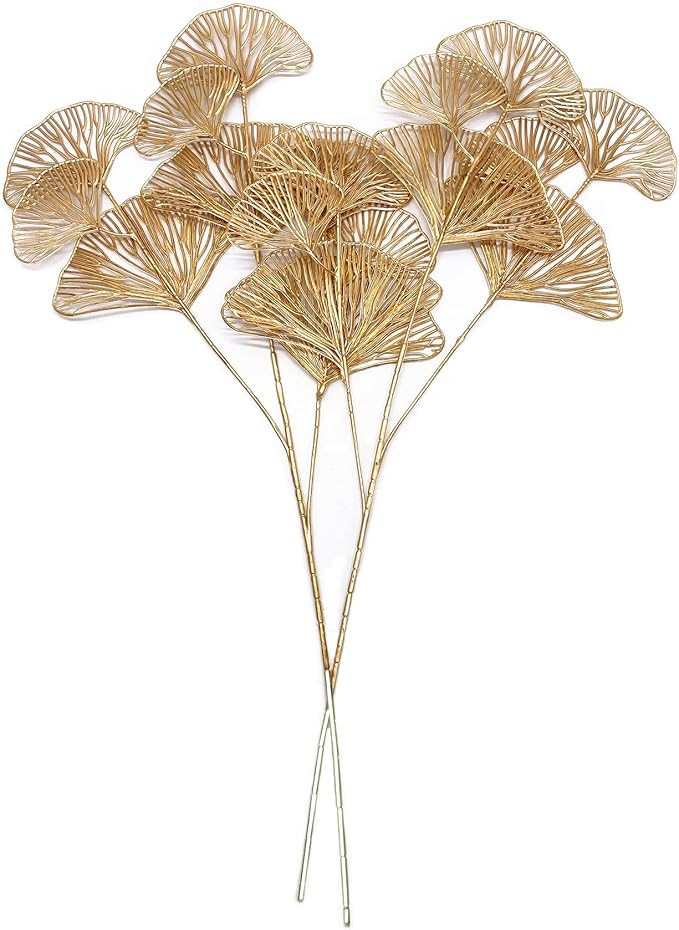 PASYOU Artificial Plants for Christmas Decor, Golden Plastic Grass Fake Shrubs Apricot Leaves Ind... | Amazon (US)